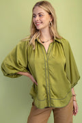 Satin Long Sleeve Button Down Blouse