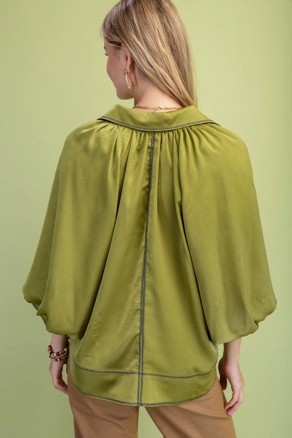 Satin Long Sleeve Button Down Blouse