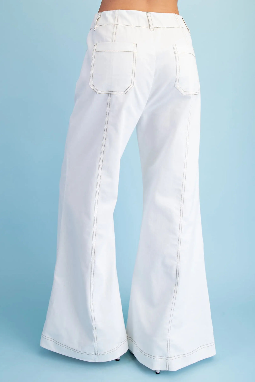 White Wide Leg Denim-Like Pants