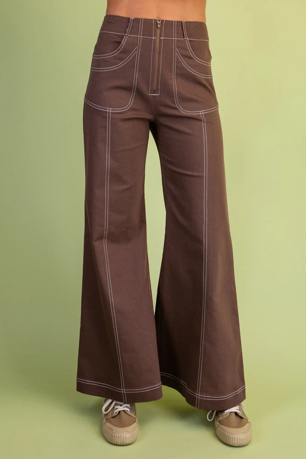Wide Leg Denim-Like Pants in Espresso