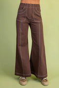 Wide Leg Denim-Like Pants in Espresso