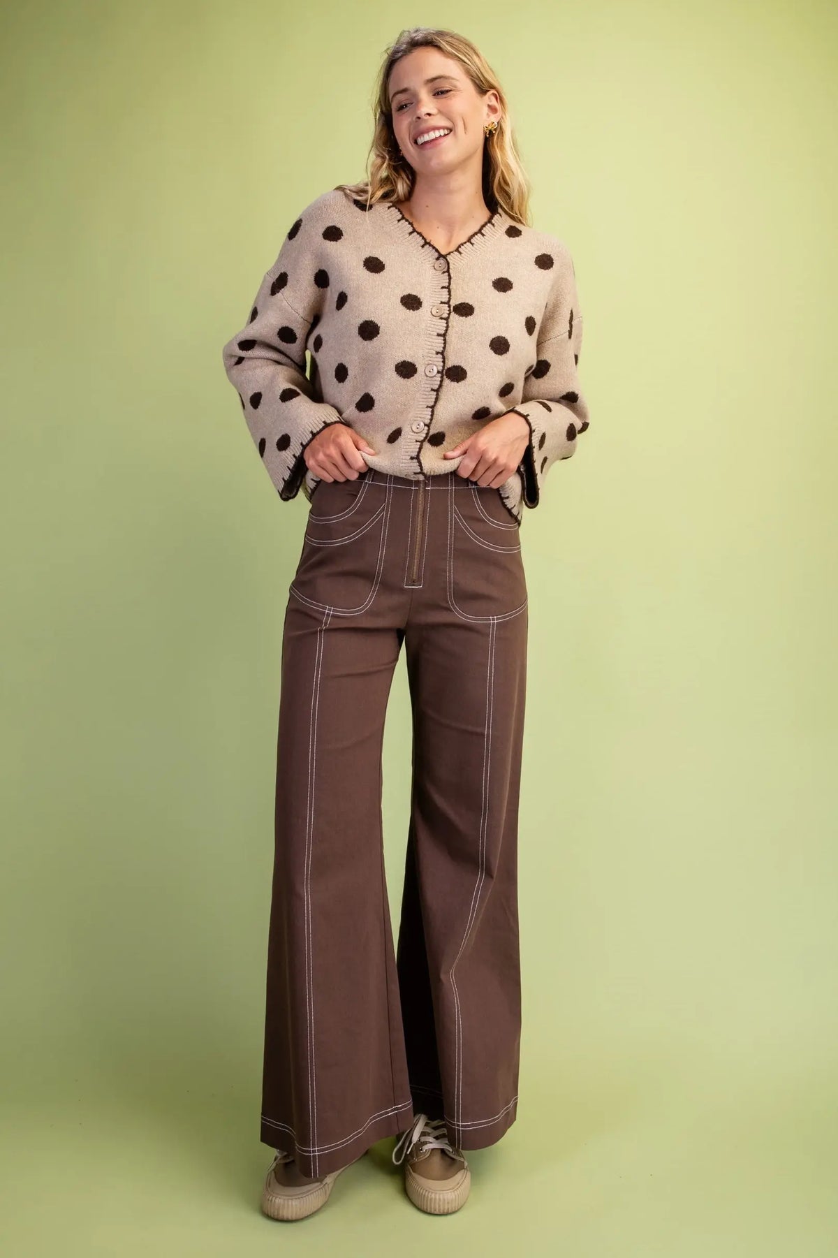 Wide Leg Denim-Like Pants in Espresso