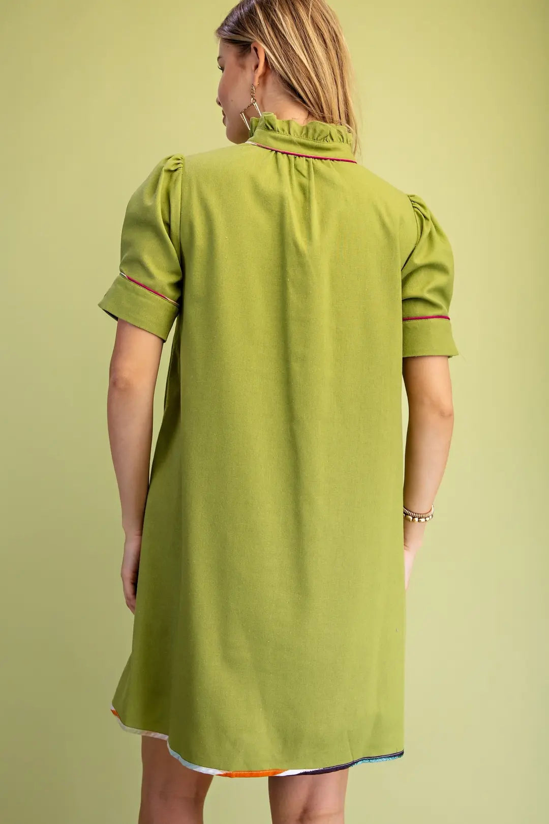 Appliqué Design Mini Dress in Matcha