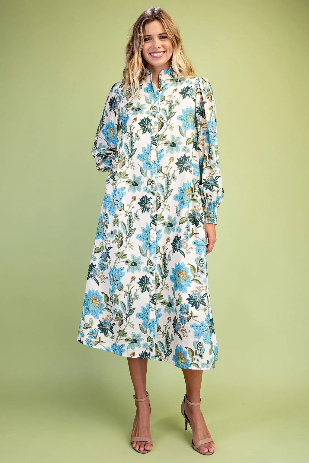 Floral Button Midi Dress
