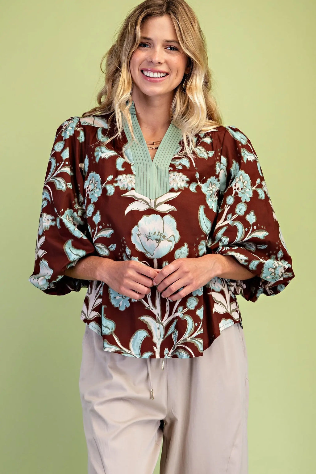 Brown Mix Floral Top