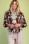 Brown Mix Floral Top