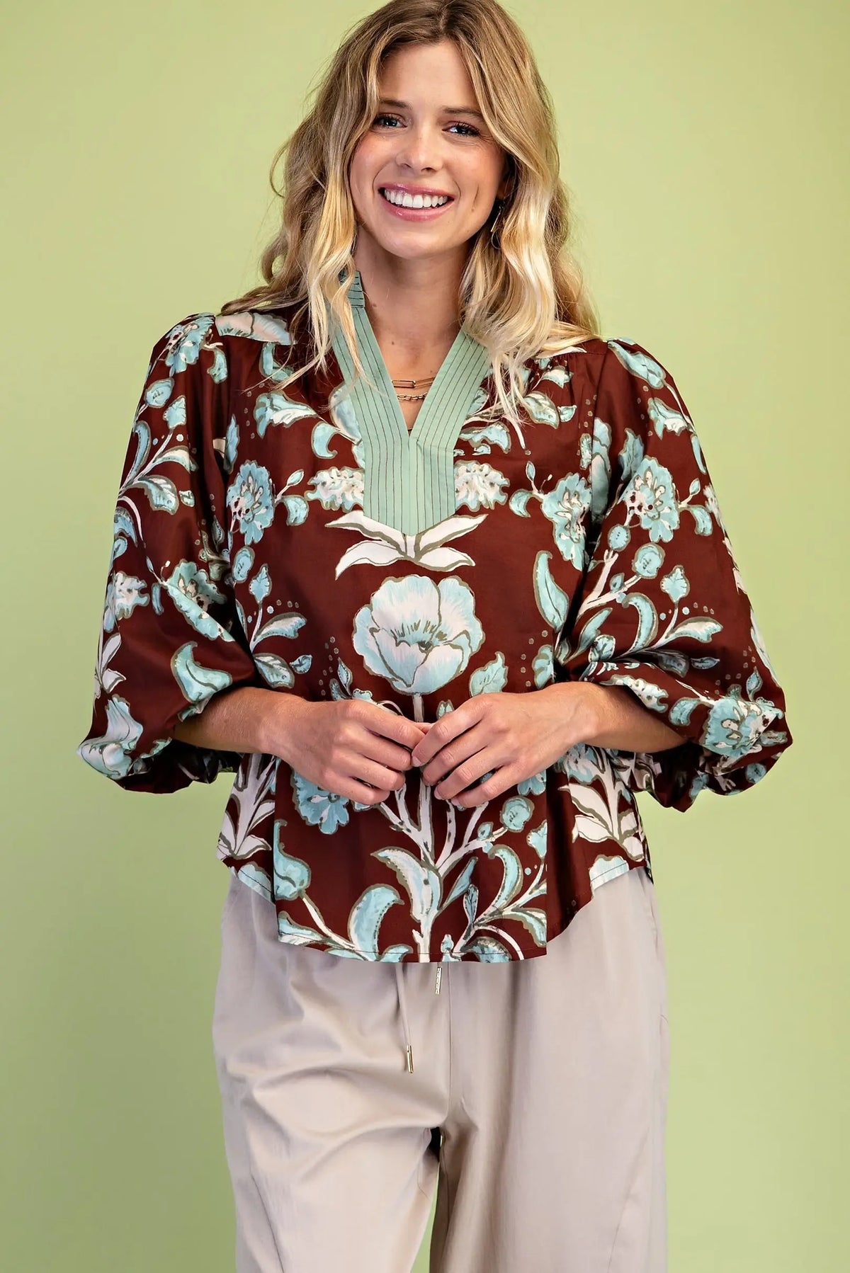 Brown Mix Floral Top