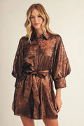 Metallic Tie Waist Dress