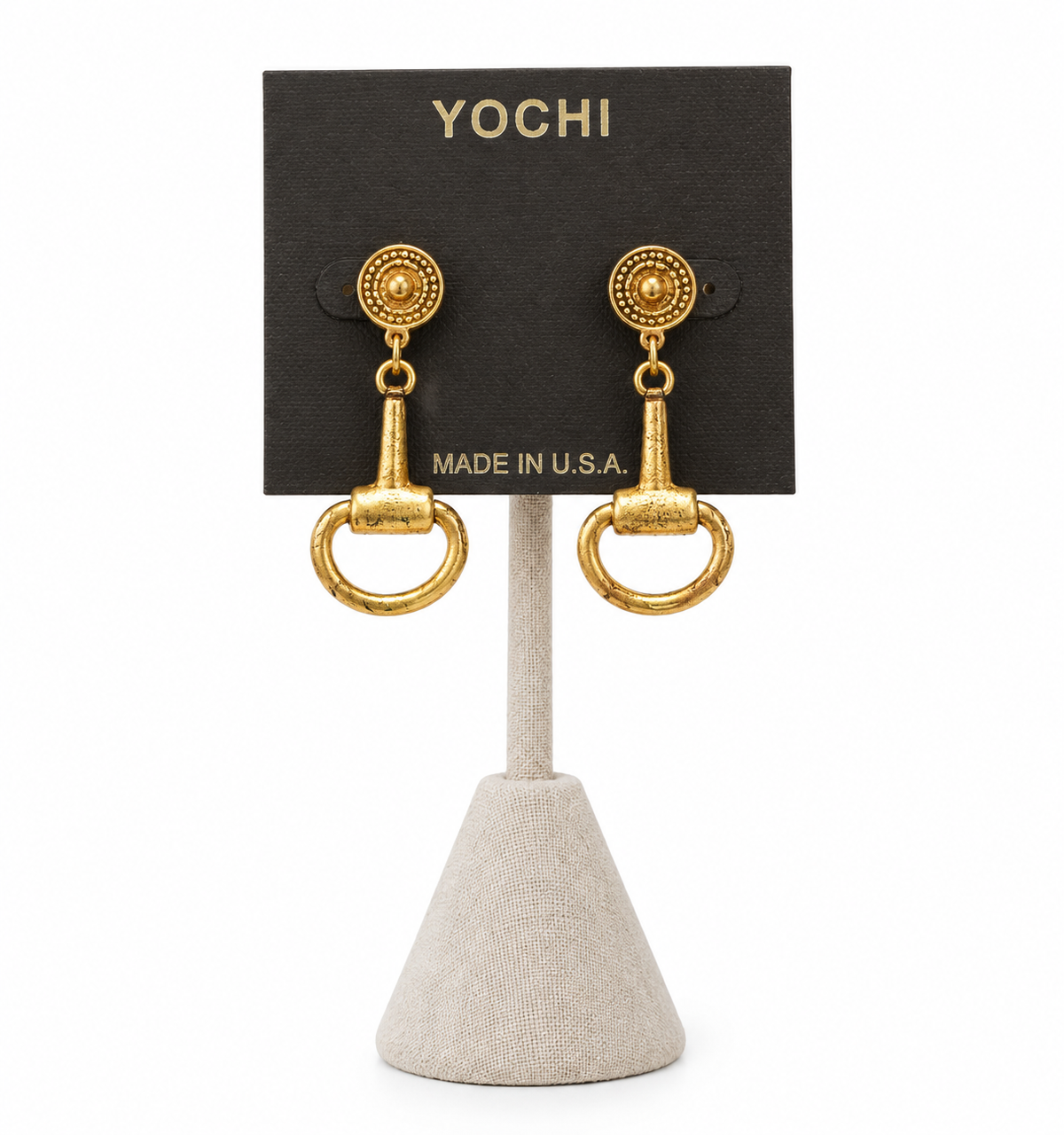 Gold Horse Bit Dangle Earrings