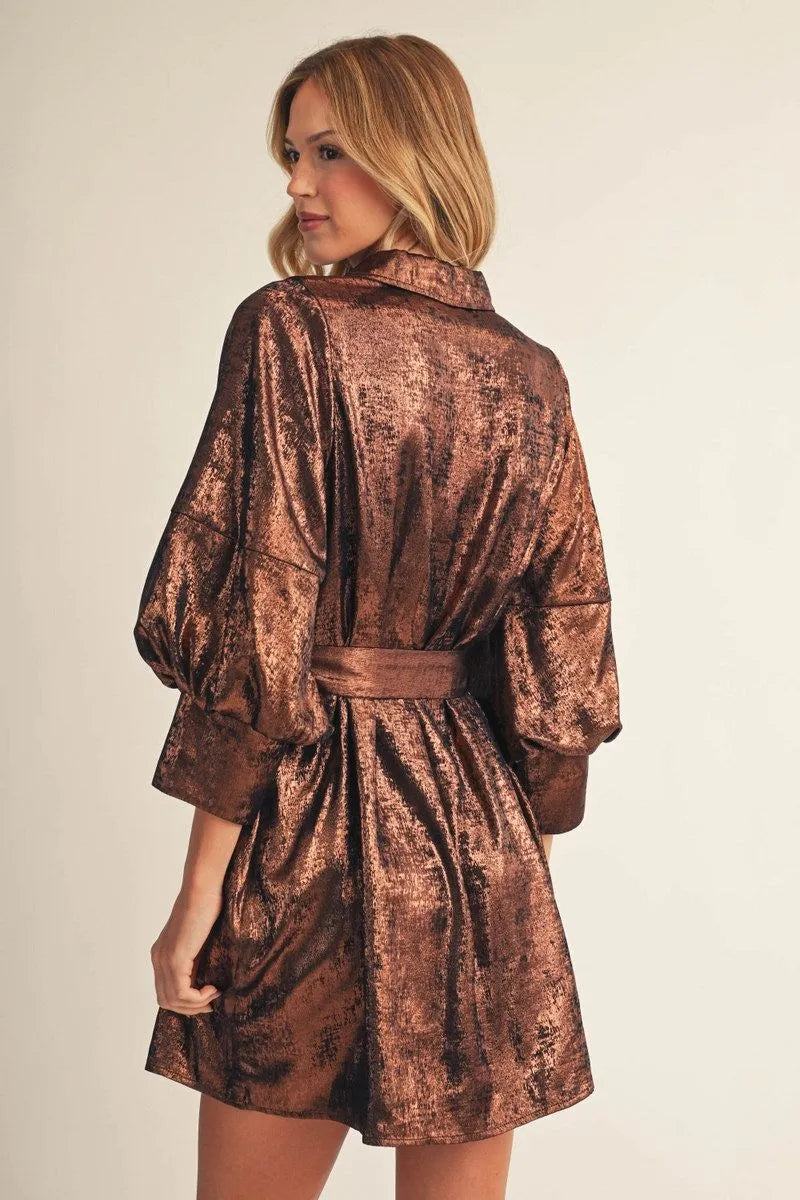 Metallic Tie Waist Dress