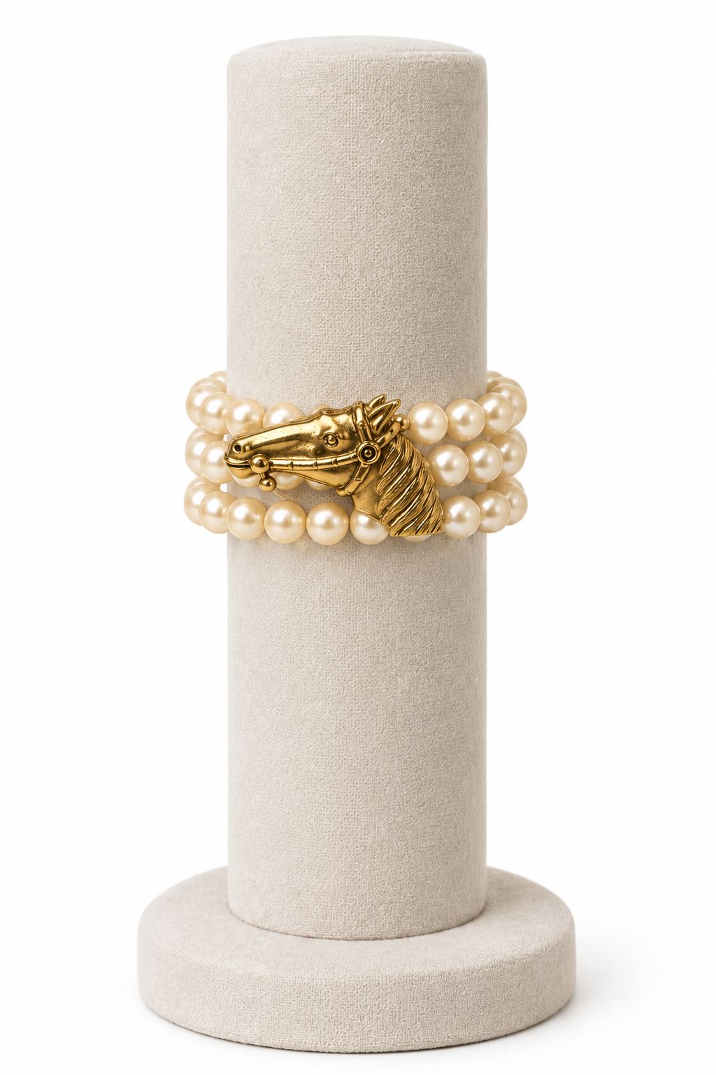 Stacked Pearl Horse Head Bracelet