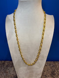 Gold Textured Oval Link Necklace