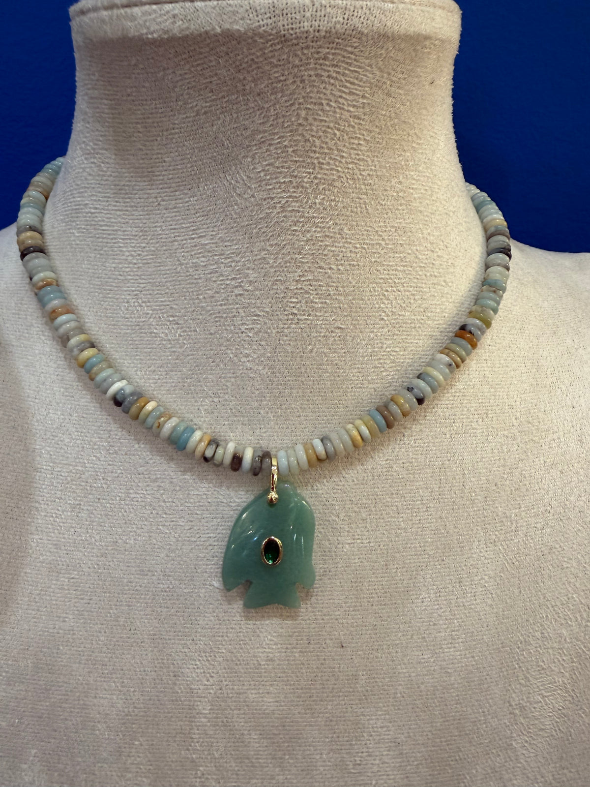 Blue/Multicolor Beaded Fish Necklace