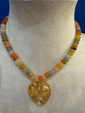 Multicolor Beaded Heart Necklace