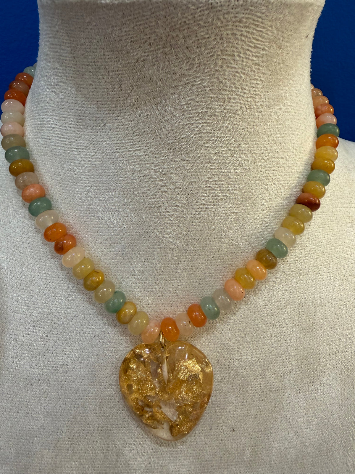 Multicolor Beaded Heart Necklace