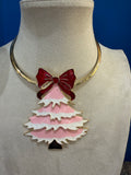 Pink Christmas Tree Pendant Collar