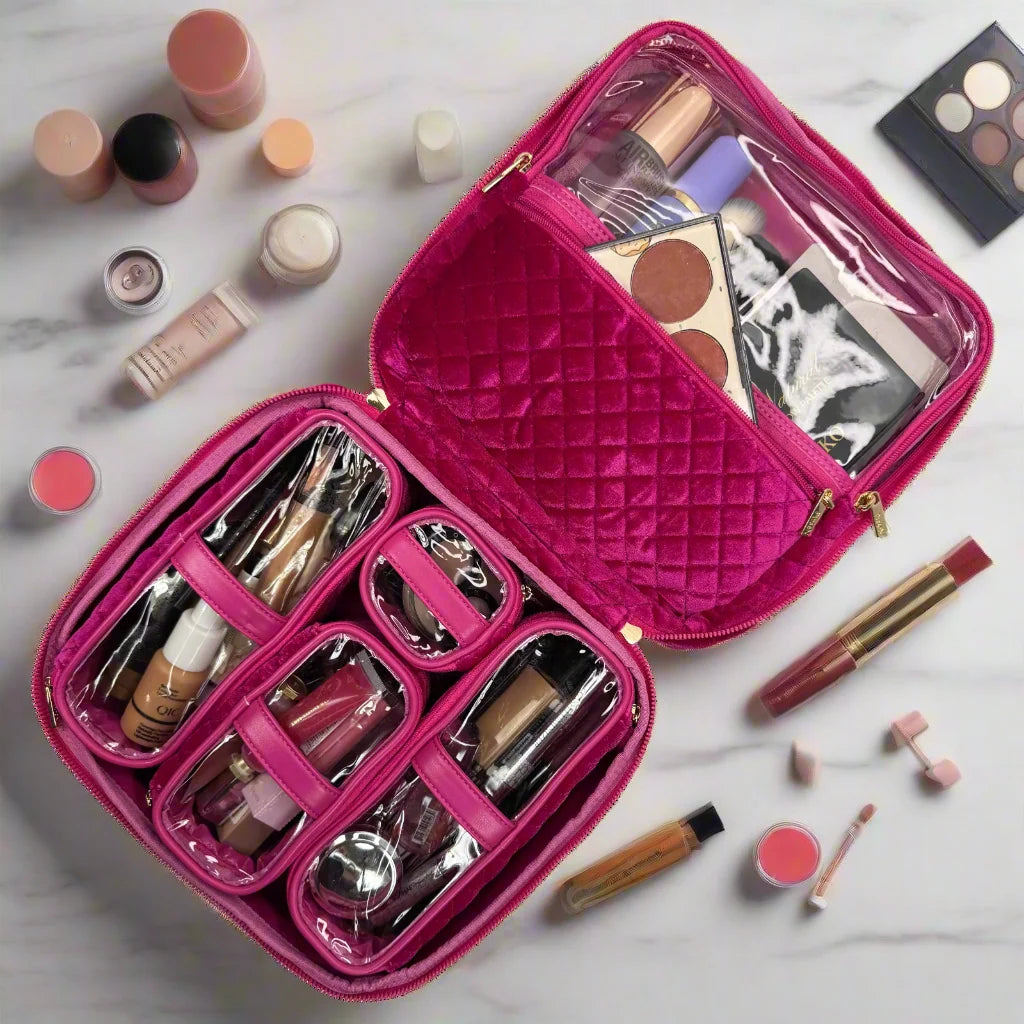 Mini Diva Makeup Case in Fuchsia Velvet