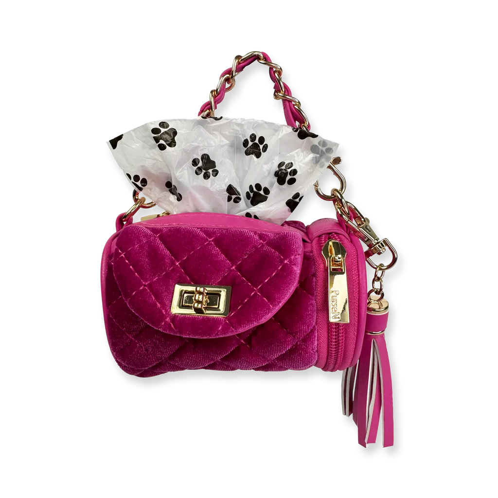 Poochi Crossbody Bag in Fuchshia Velvet