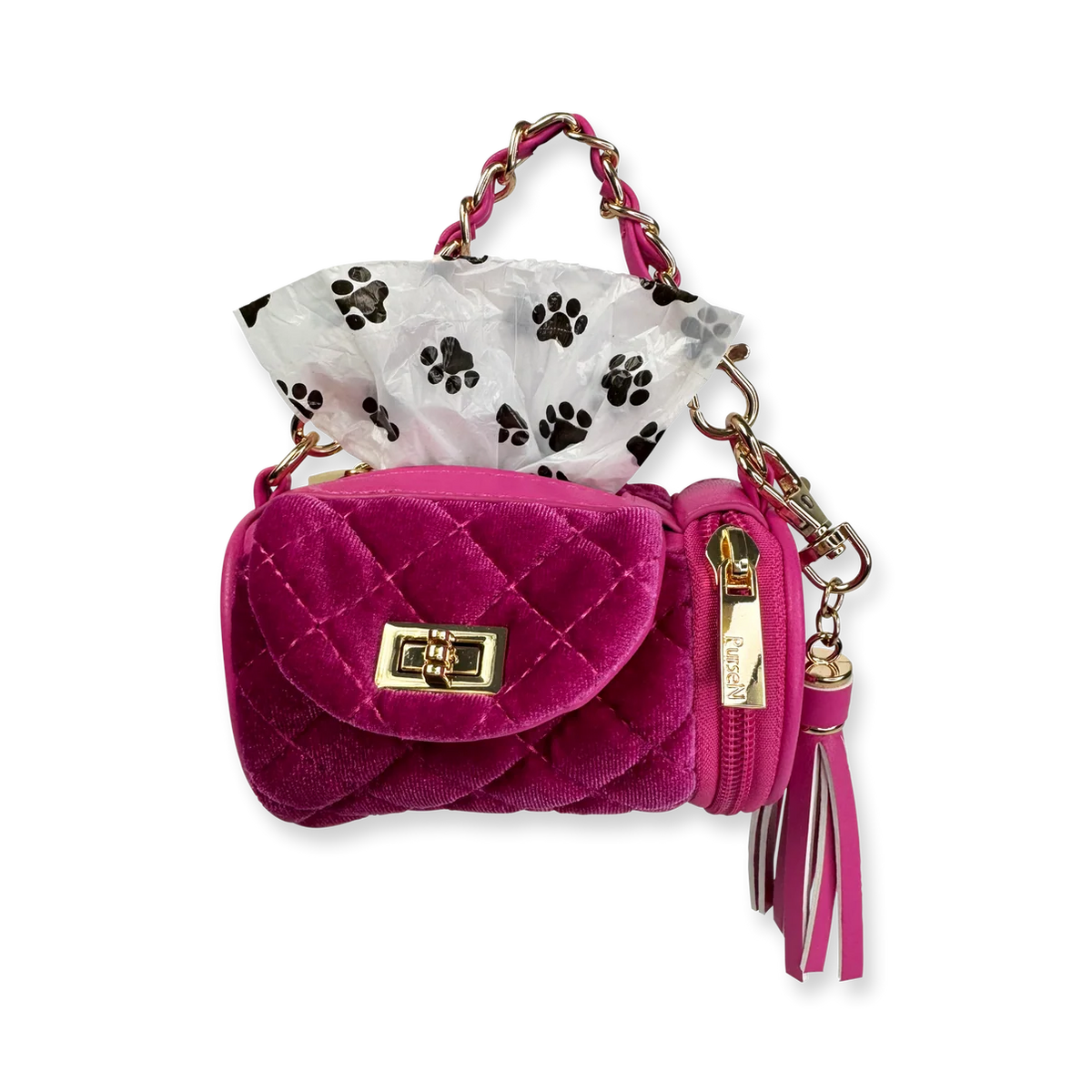 Poochi Crossbody Bag in Fuchshia Velvet