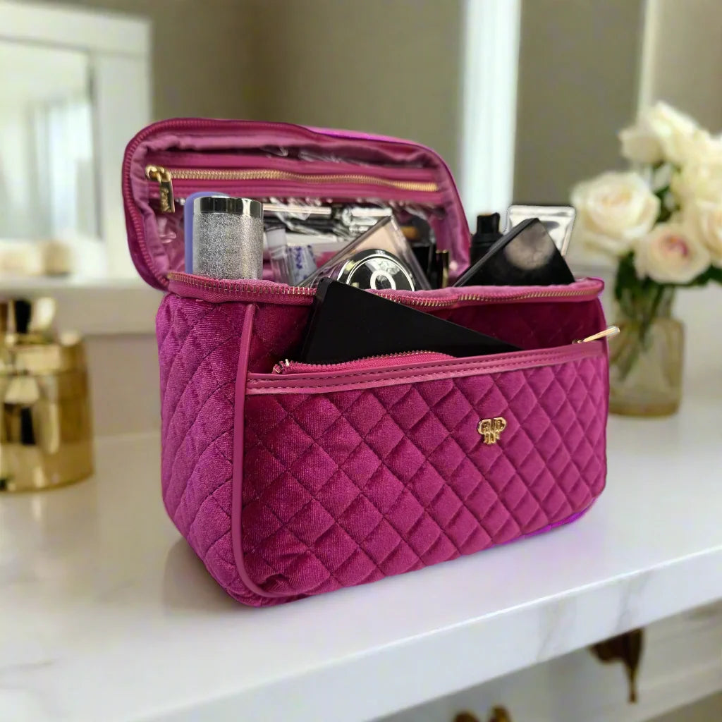 Train Case in Fuchsia Velvet