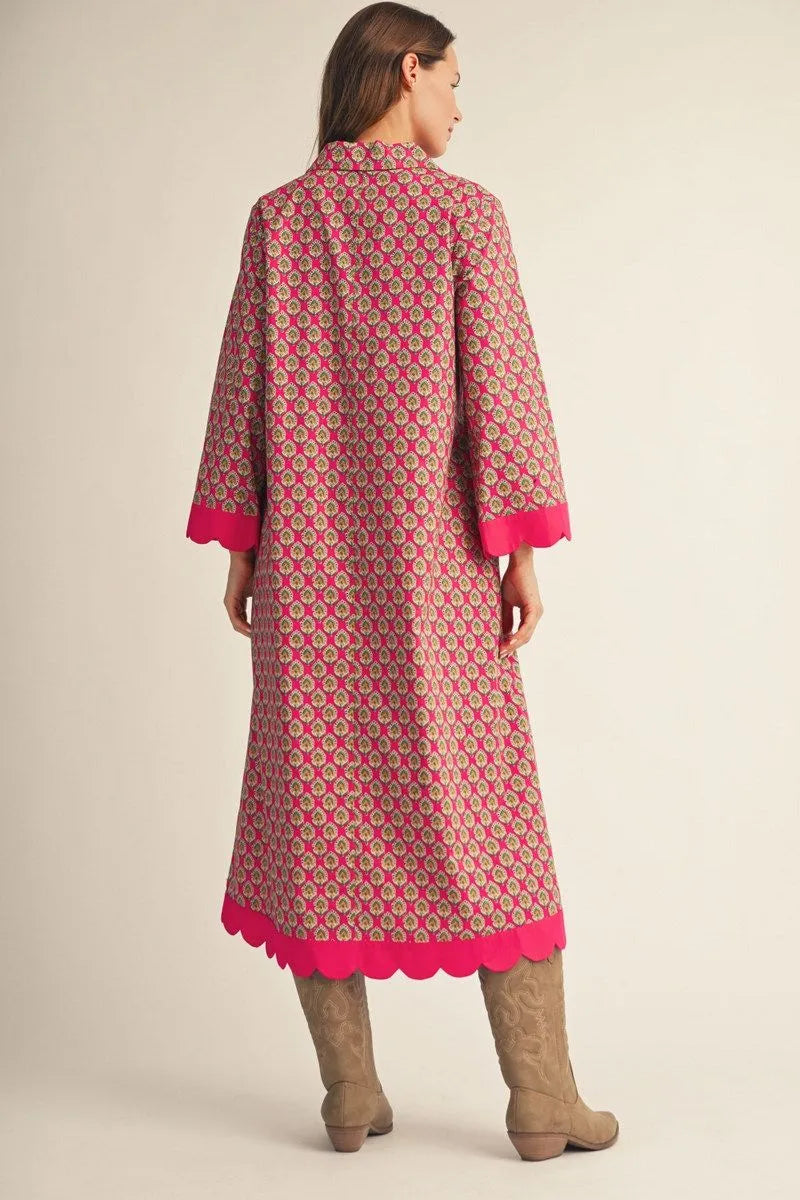 Floral Scalloped Midi Dress