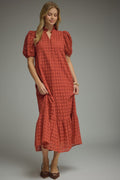 Eyelet Midi Dress in Rust