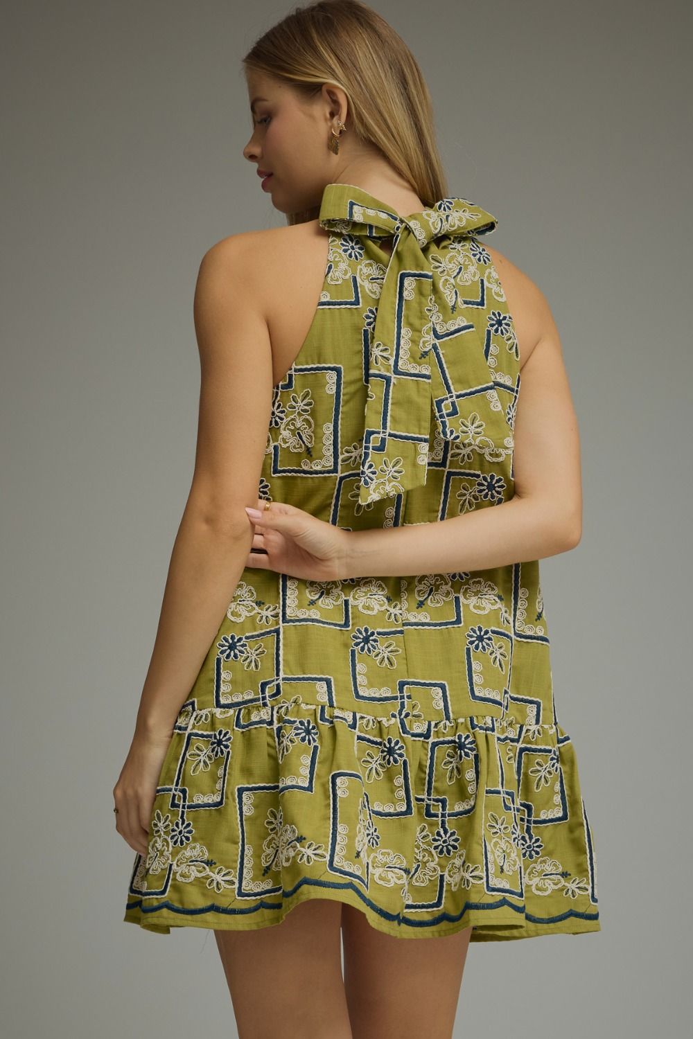 Geometric Floral Sleeveless Mini Dress
