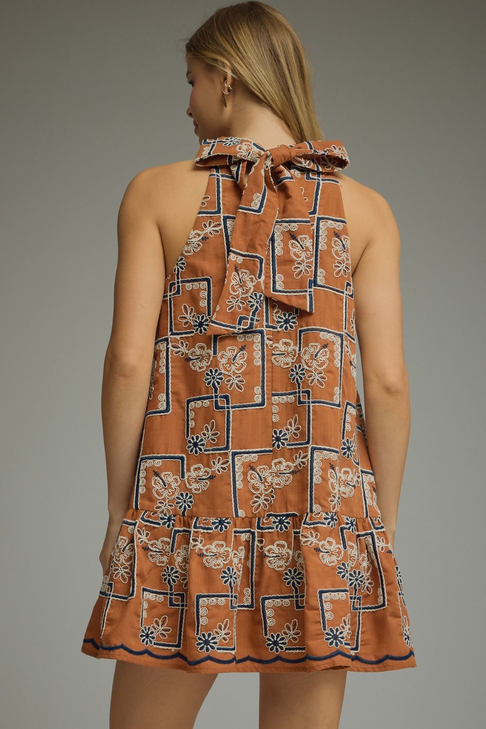 Geometric Floral Sleeveless Mini Dress