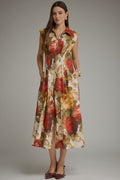 Floral Midi Zipper Dress