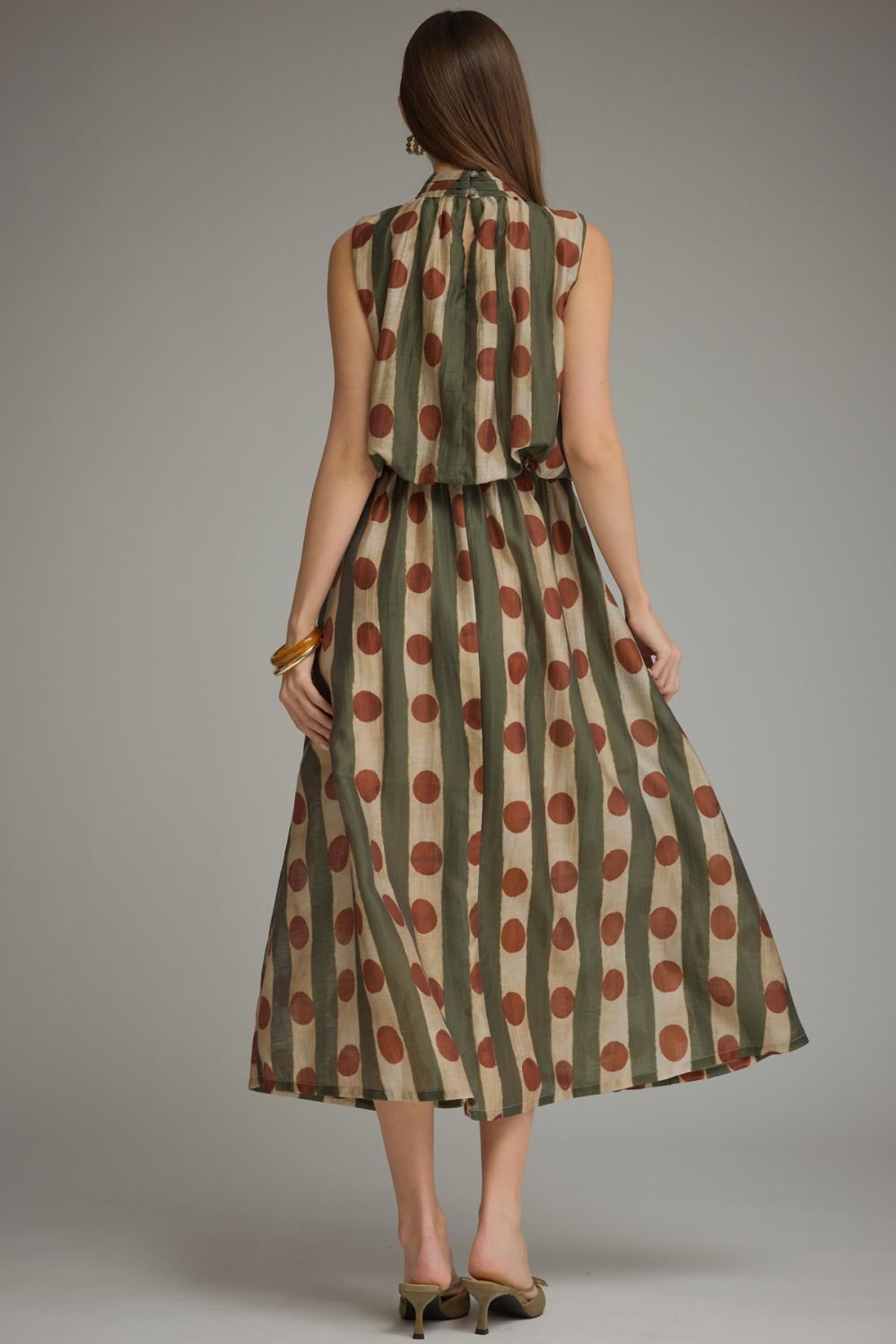 Printed High Neck Midi Dress