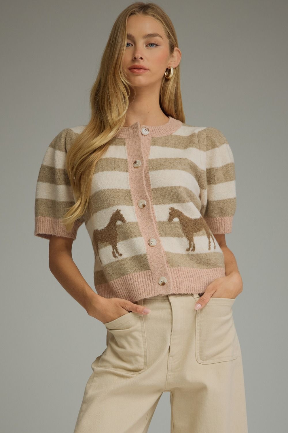Knit Horse Detailed Sweater