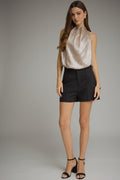 Sleeveless High-Neck Top in Champagne