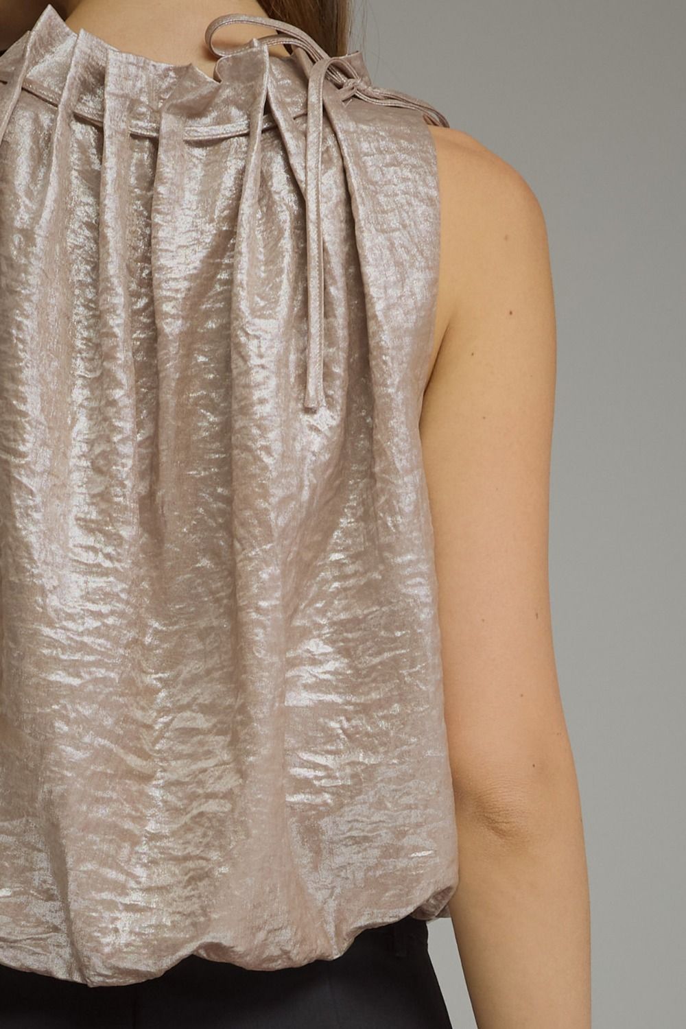 Sleeveless High-Neck Top in Champagne