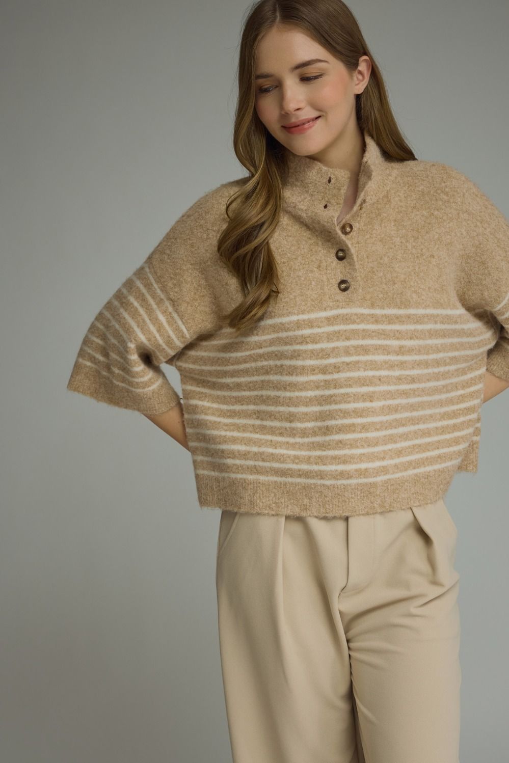 Striped Knit Short Sleeve Top