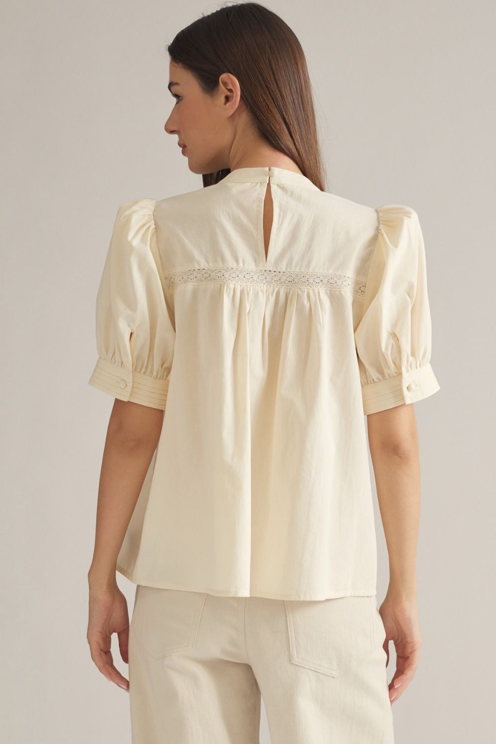 Off White Short Puff Sleeve Top