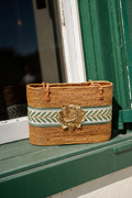 Charlotte Bag With Sage/Green Leaf Band and Magnolia Pendant